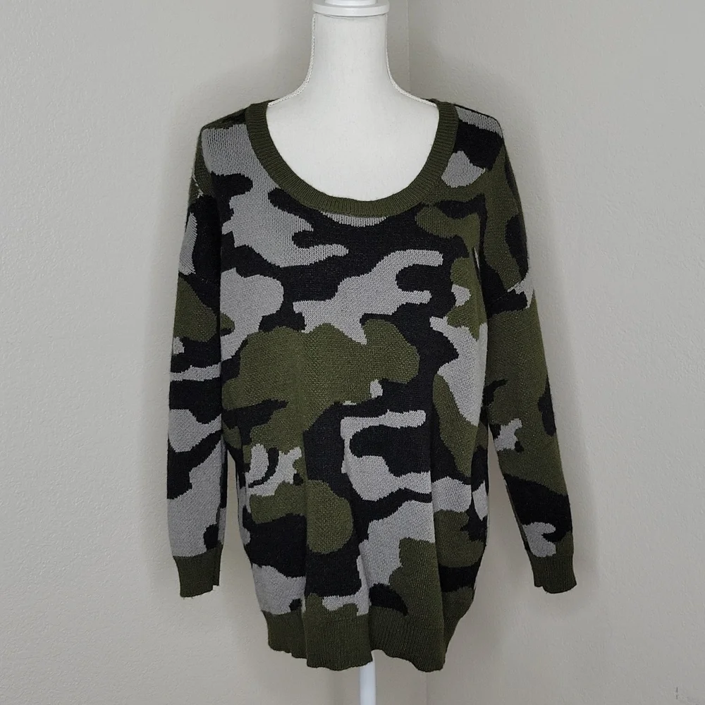 Torrid Camo Jacquard Crew Neck Sweater